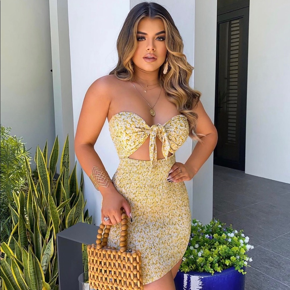 Floral yellow dress mini